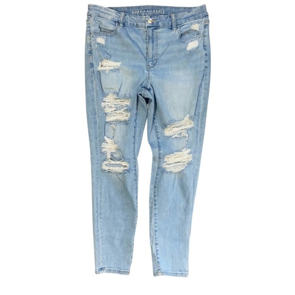 American Eagle Blue Skinny Jeans with Distressed Detailing - Picture 2 of 8
